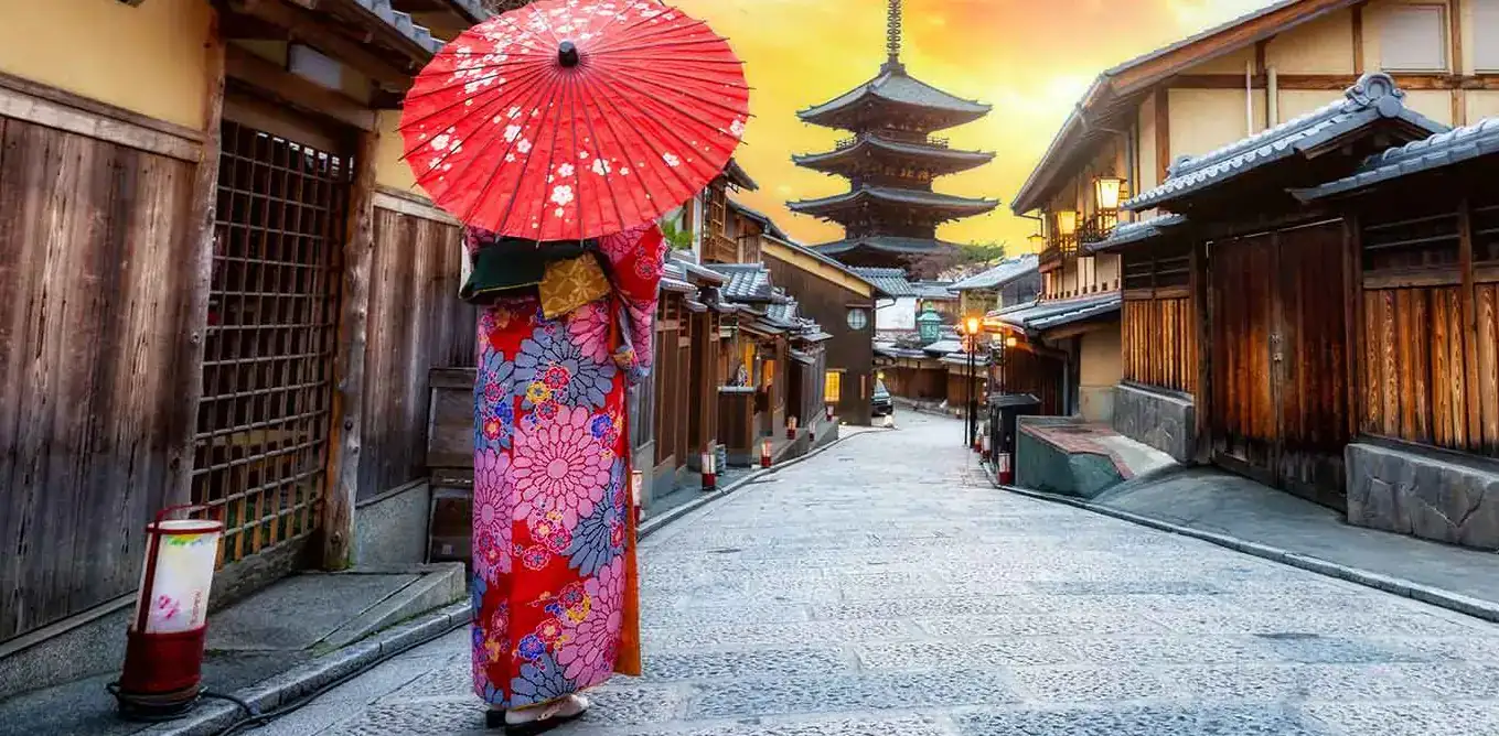 Kimono japonés visto por detrás
