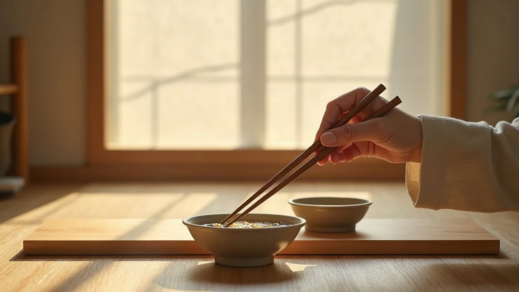 Extreme close-up of a single right hand holding two chopsticks correctly. The frame shows only the hand and forearm, filling the entire image. Two chopsticks, and only two, are visible. The lower chopstick rests in the webbing between thumb and index finger, supported by the ring finger underneath, while the thumb presses gently against it without gripping. The upper chopstick is held lightly between the index and middle fingers like a pencil, free to pivot. The hand is positioned over a neutral surface or background that remains slightly out of focus. The prise is perfectly legible—every detail of finger placement and stick positioning is sharp and clear. No person is visible, no body, no face, no table or setting beyond what the hand itself occupies.