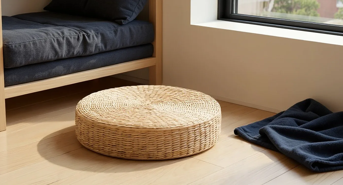 Japanese Cushion Floor used as a base layer on a hard floor by a window