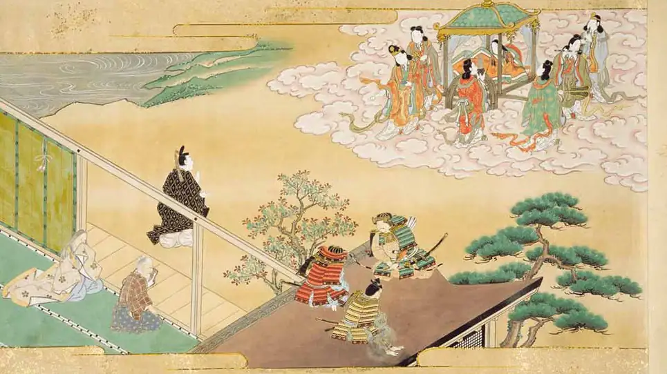 Conte japonais princesse kaguya peint sur une estampe japonaise Ukiyo-e