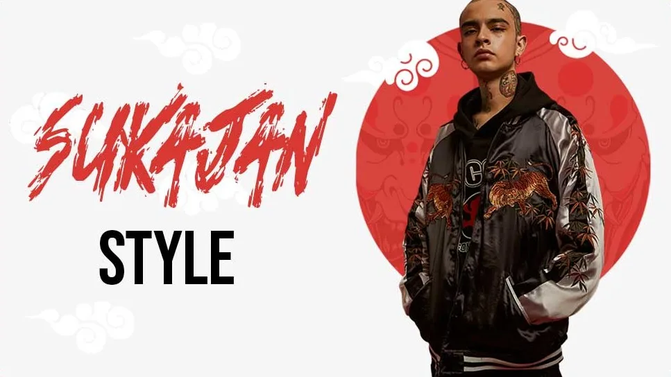 Bomber japonais homme avec des motifs japonais et un swear à capuche noir