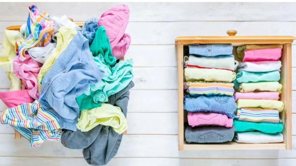 linen folded with the Konmari method