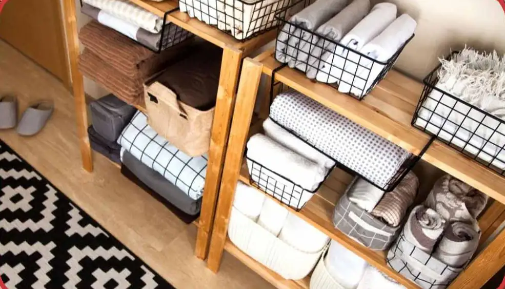 Linens folded using marie Kondo storage
