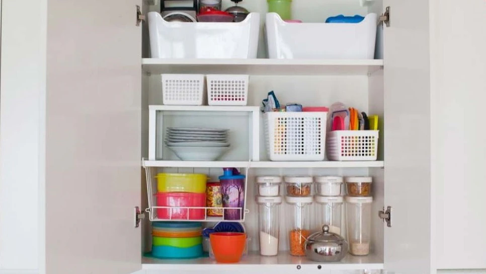dishes and accessories tidy up with konmari method kitchen in a closet