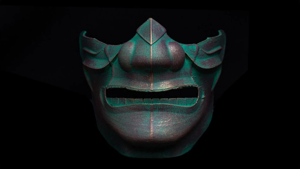 Real japanese samurai mask of the Japanese warrior